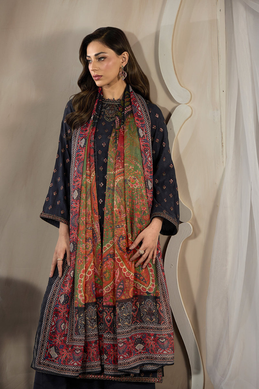 Embroidered Raw Silk Sharara Suit
