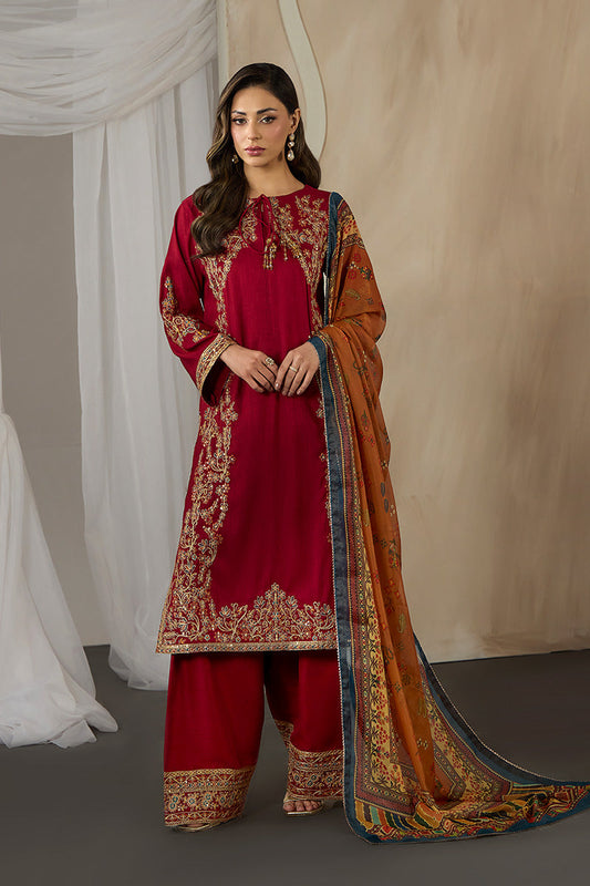 Embroidered Raw Silk Farshi Shalwar Suit