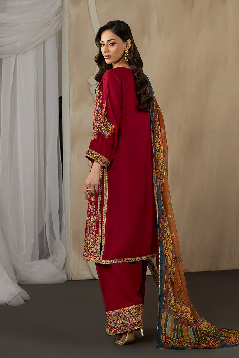 Embroidered Raw Silk Farshi Shalwar Suit