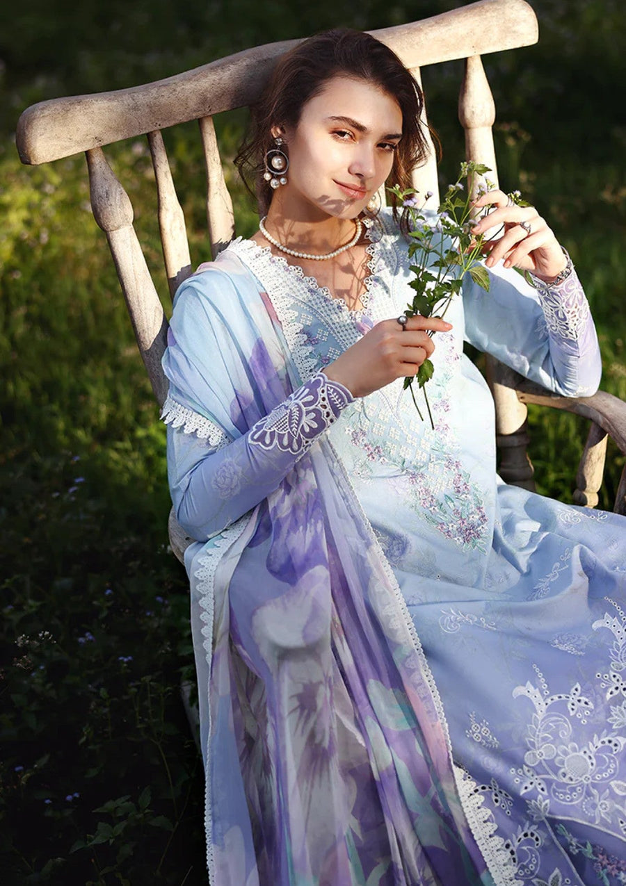 Lavender Ombre Chikankari Lawn Suit with Digital Printed Chiffon Dupatta - Pehnaawaa