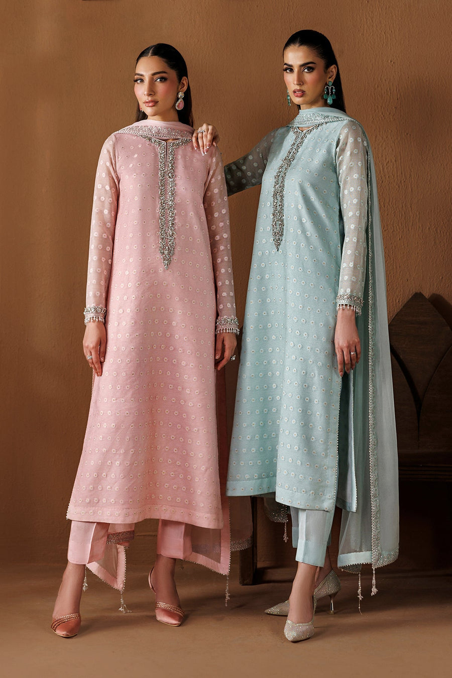 Zari Embroidered Cotton Net 3-Piece Formal Suit