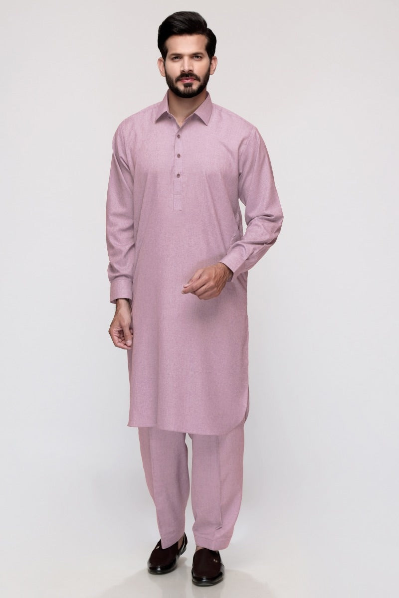 Dusty Rose Linen 2-Piece Kurta | Button-Front Minimalist