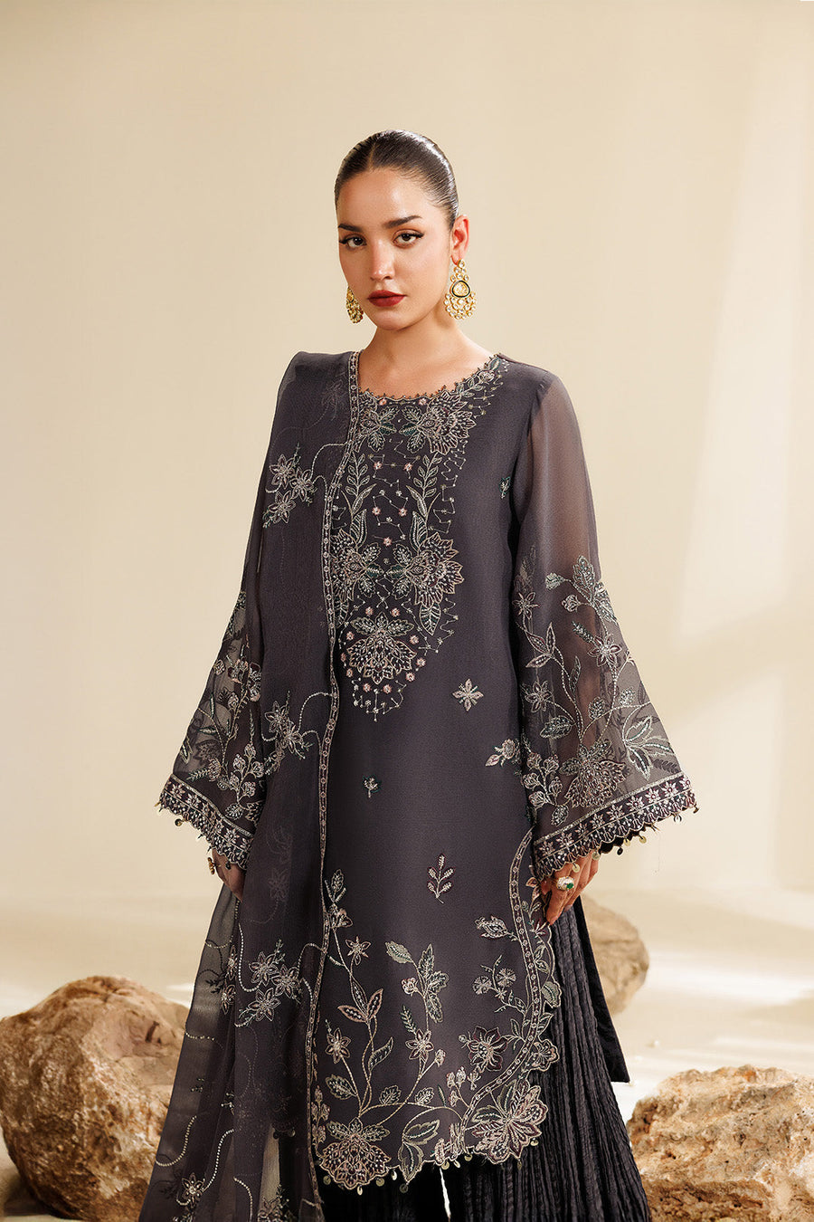 Lumina Embroidered Chiffon 3-Piece Formal Suit