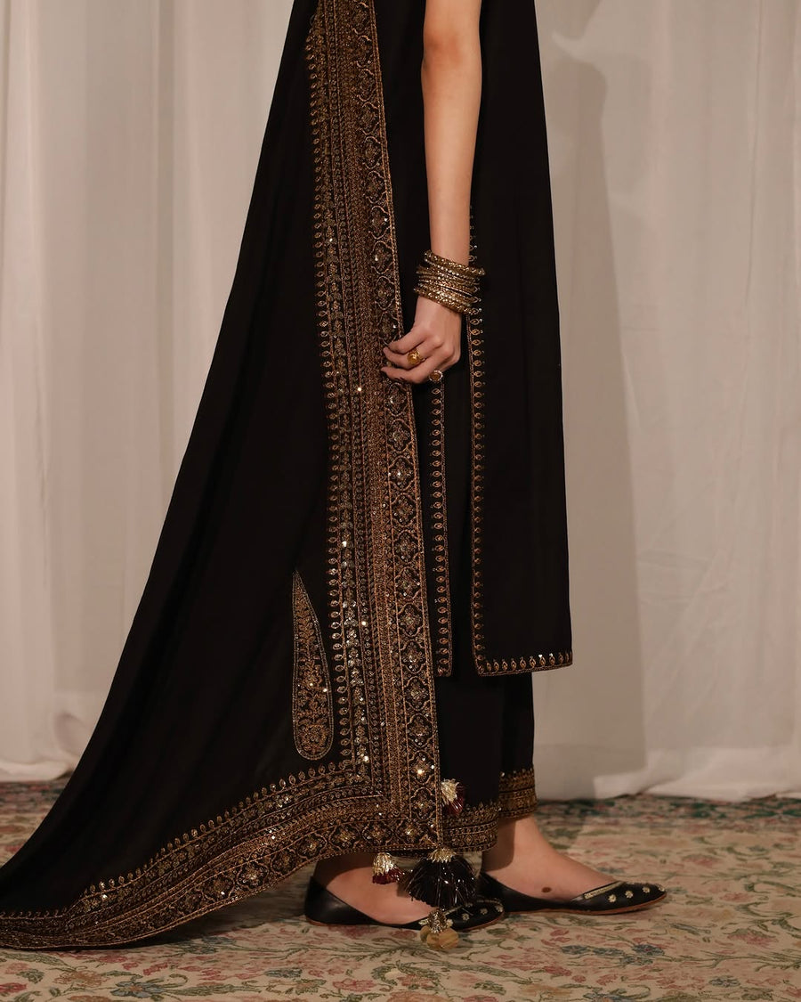 Black Mystique – Luxury Embroidered Suit for Women