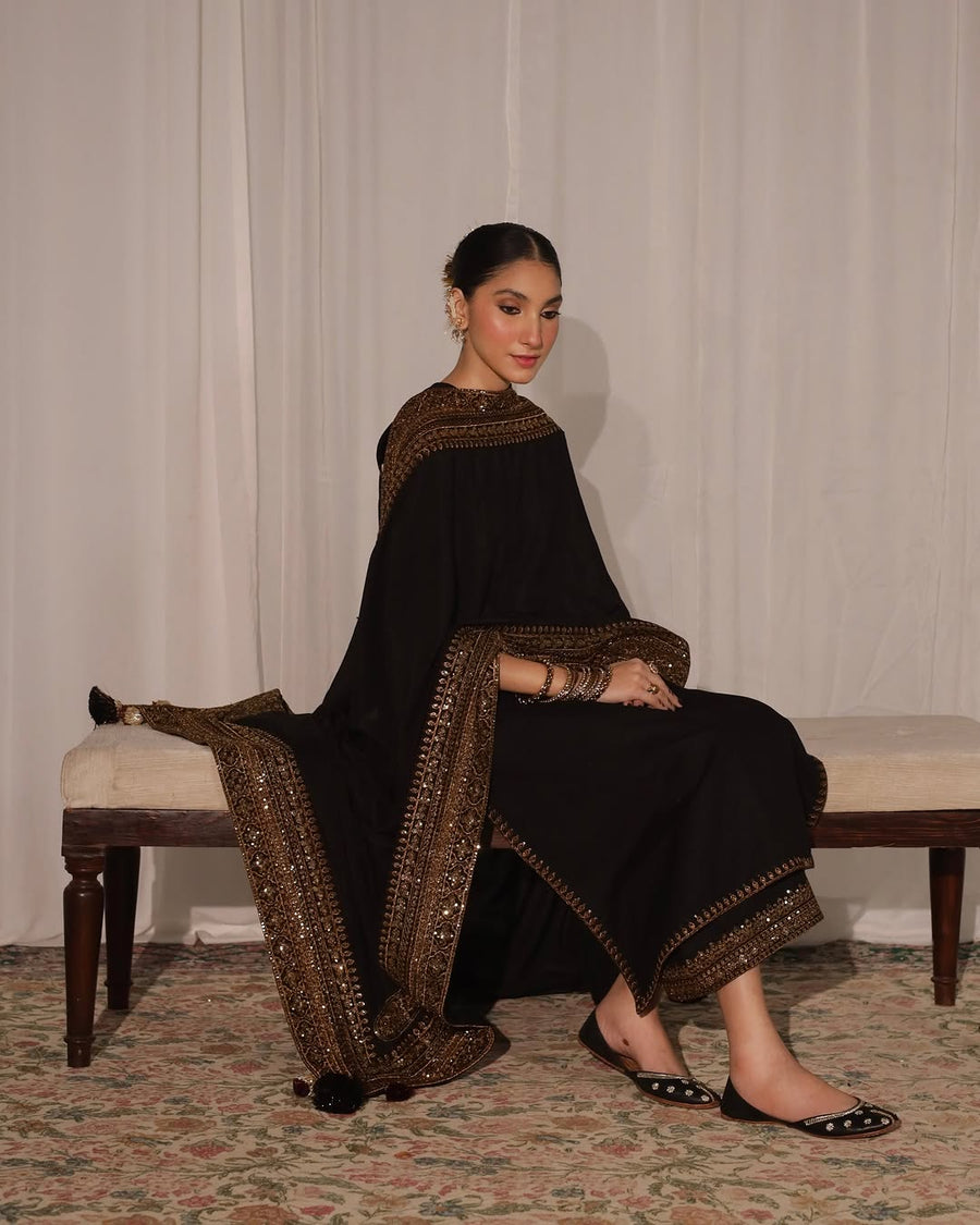 Black Mystique – Luxury Embroidered Suit for Women