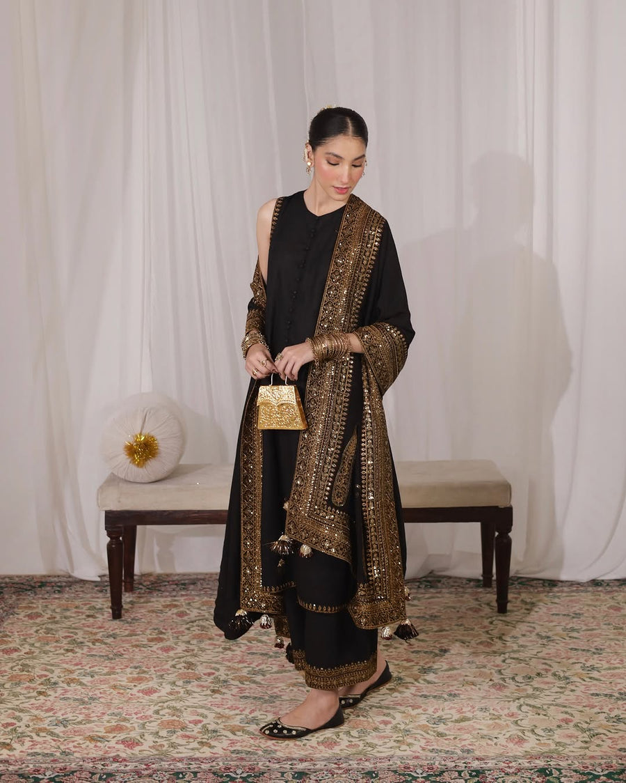 Black Mystique – Luxury Embroidered Suit for Women