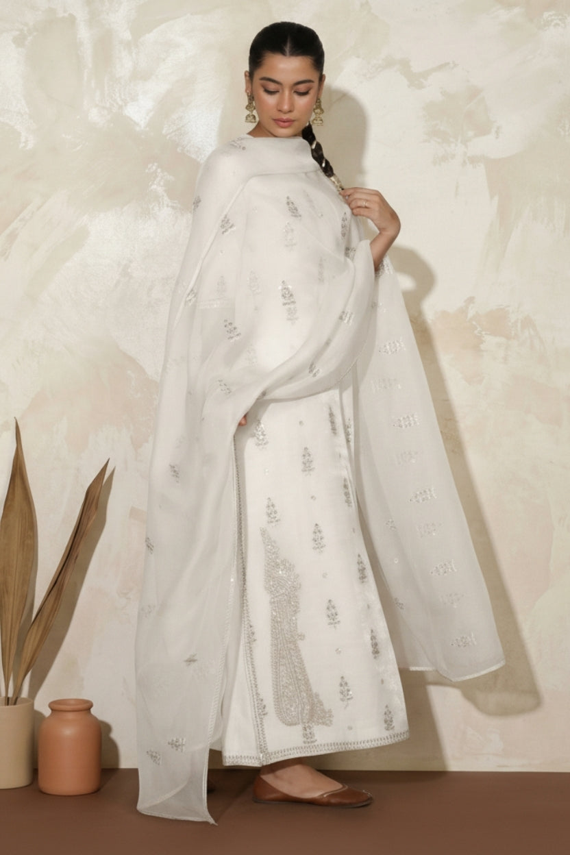 Noor e White 3- Piece Stitched Suit