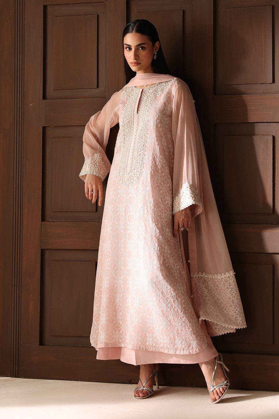Schiffli Embroidered Chiffon 3-Piece Formal Suit