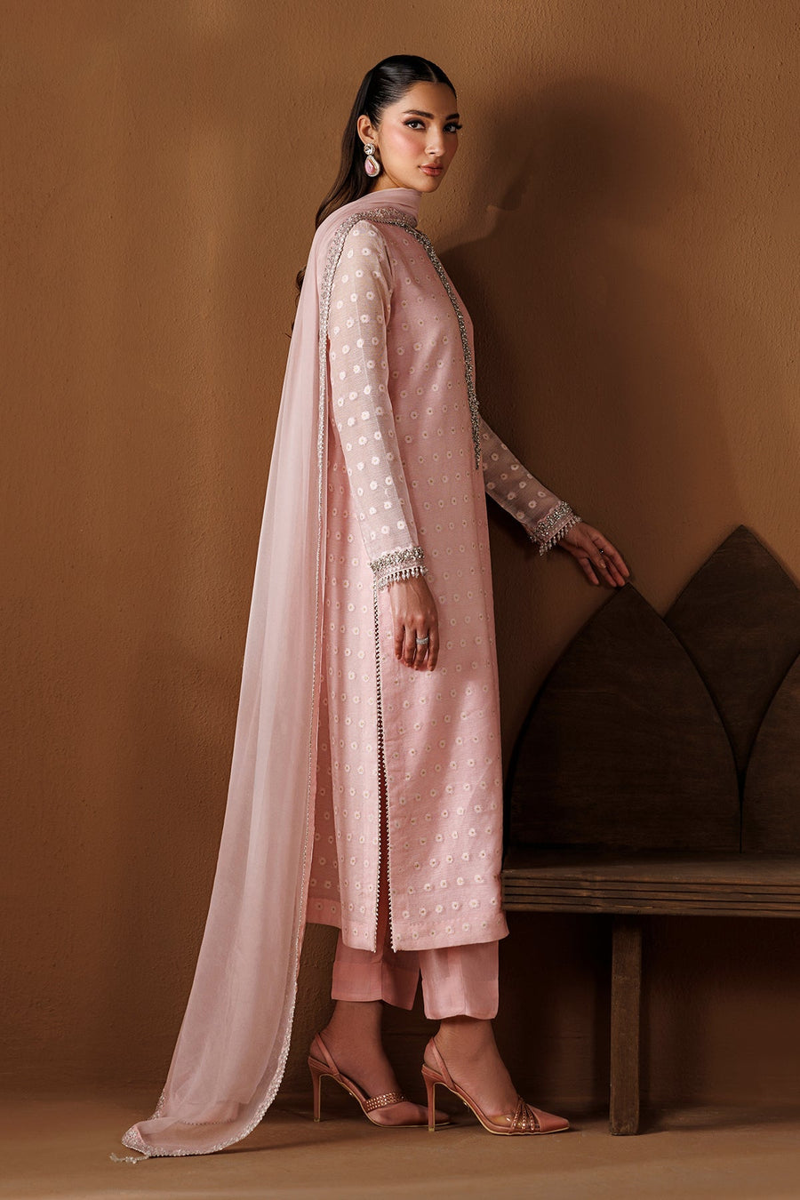 Zari Embroidered Cotton Net 3-Piece Formal Suit