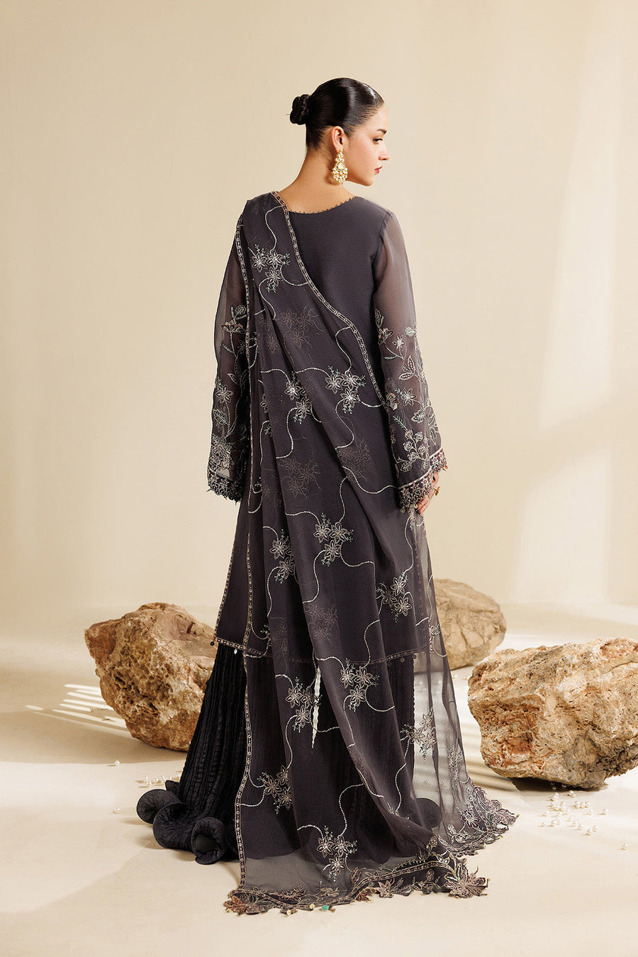 Lumina Embroidered Chiffon 3-Piece Formal Suit