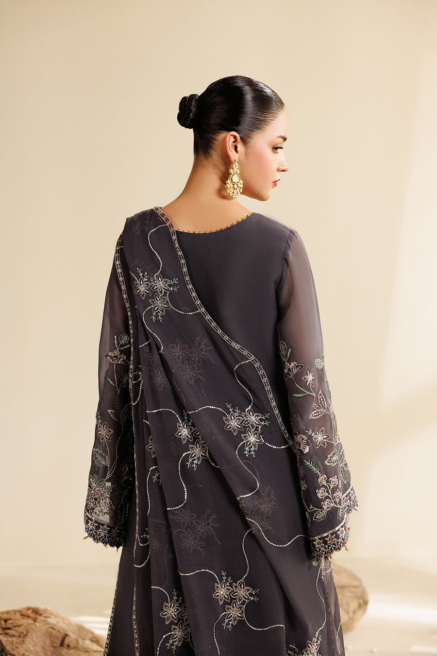 Lumina Embroidered Chiffon 3-Piece Formal Suit