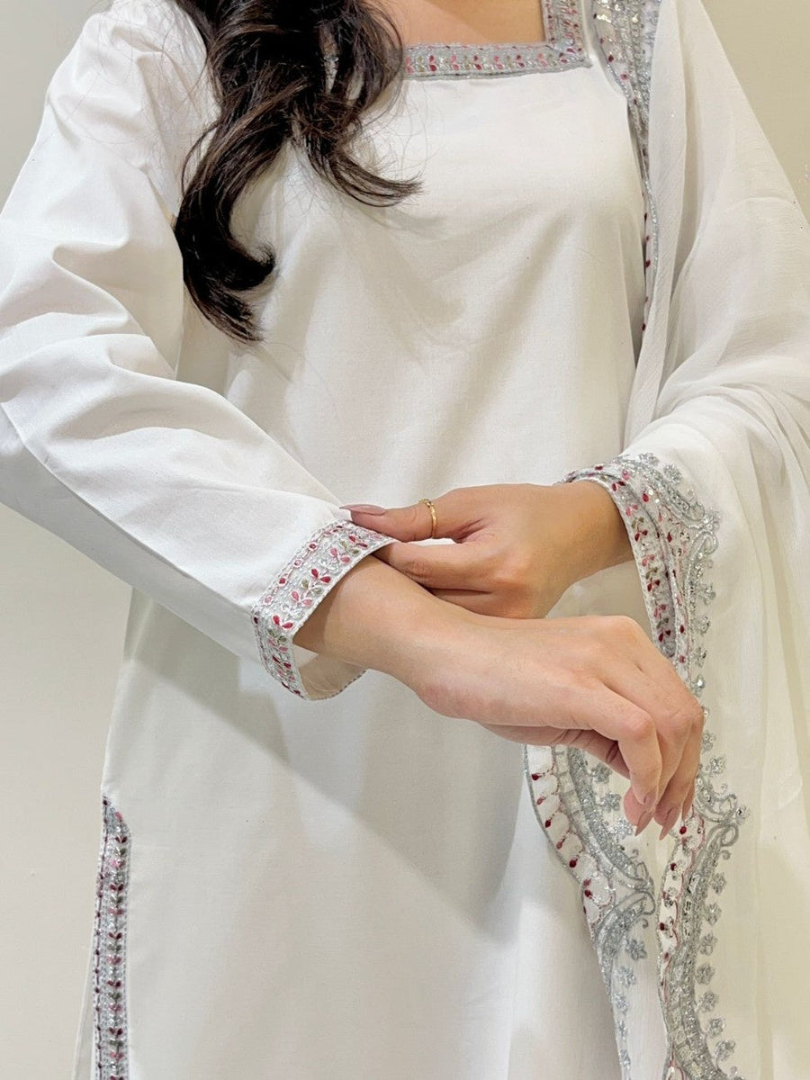 White Elegance | Embroidered Suit