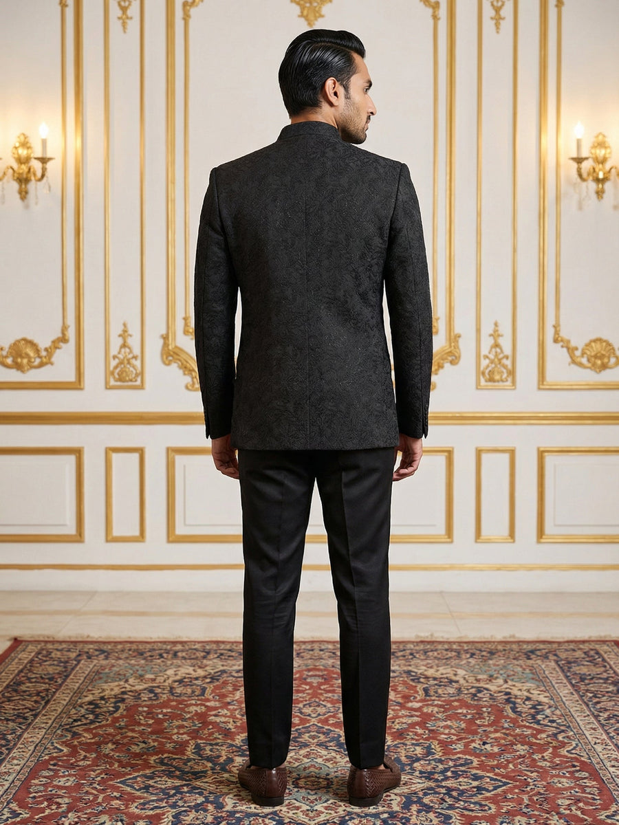 Men’s Premium Embroidered Indo-Western Set ( 50JIND 147Black S )