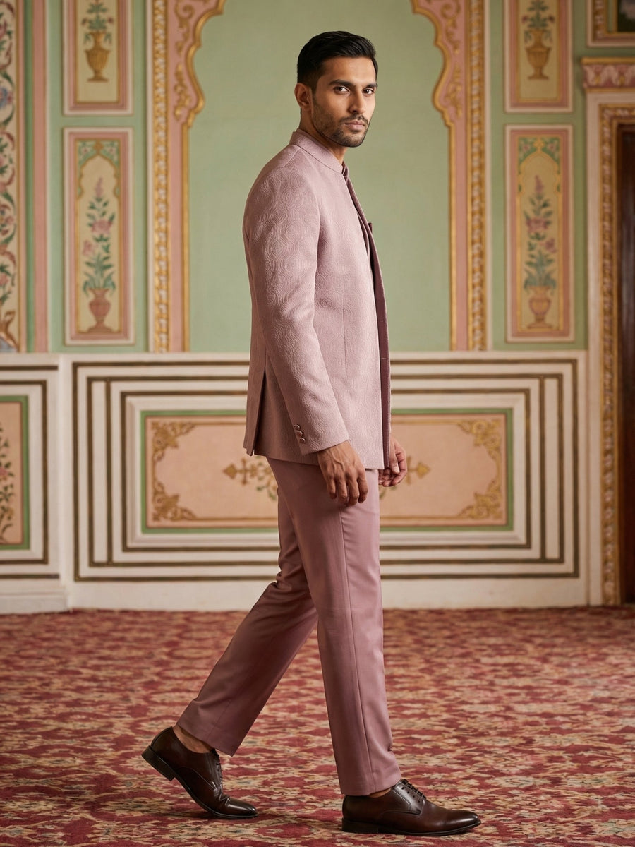 Cotton Blend Textured Indo-Western Set ( 50JIND 173Pink )