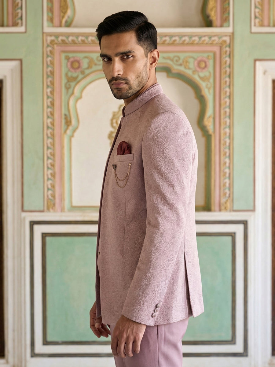Cotton Blend Textured Indo-Western Set ( 50JIND 173Pink )