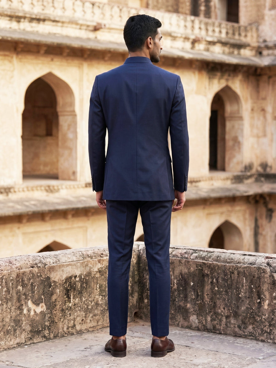 Premium Solid Japanese Fabric Indo-Western Set ( 50JIND 210Navy )