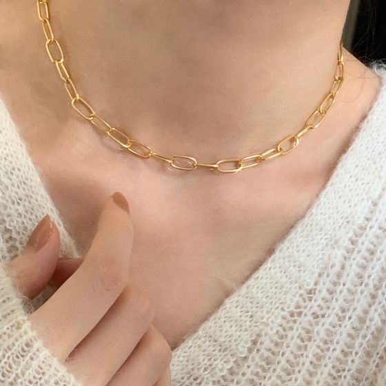 Modern Simple Hollow Curb Chain 925 Sterling Silver Necklace