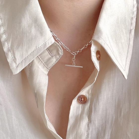 Classic OT Shape Office Curb Chain 925 Sterling Silver Necklace
