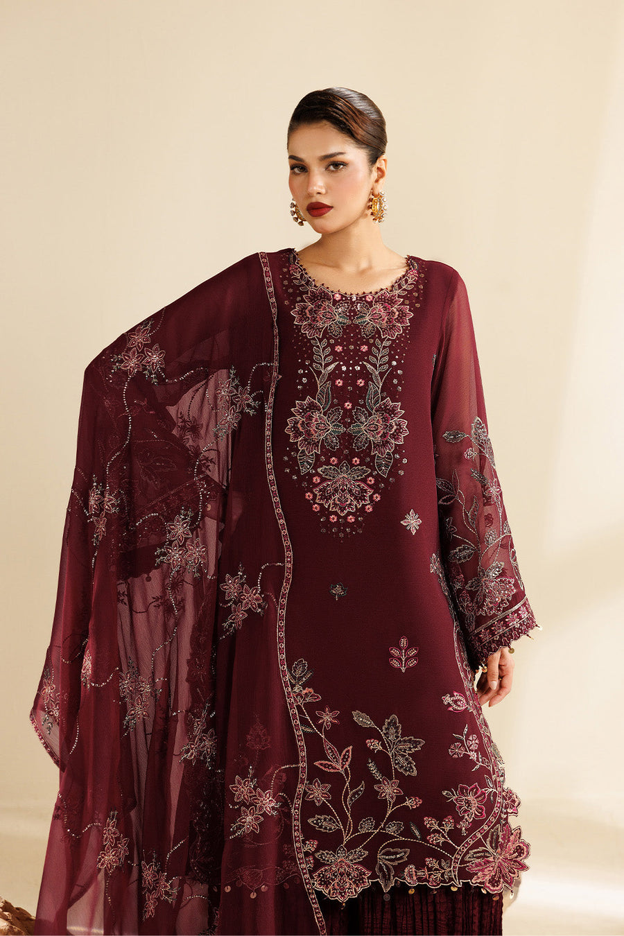 Starlight Embroidered Chiffon 3-Piece Formal Suit | 2290
