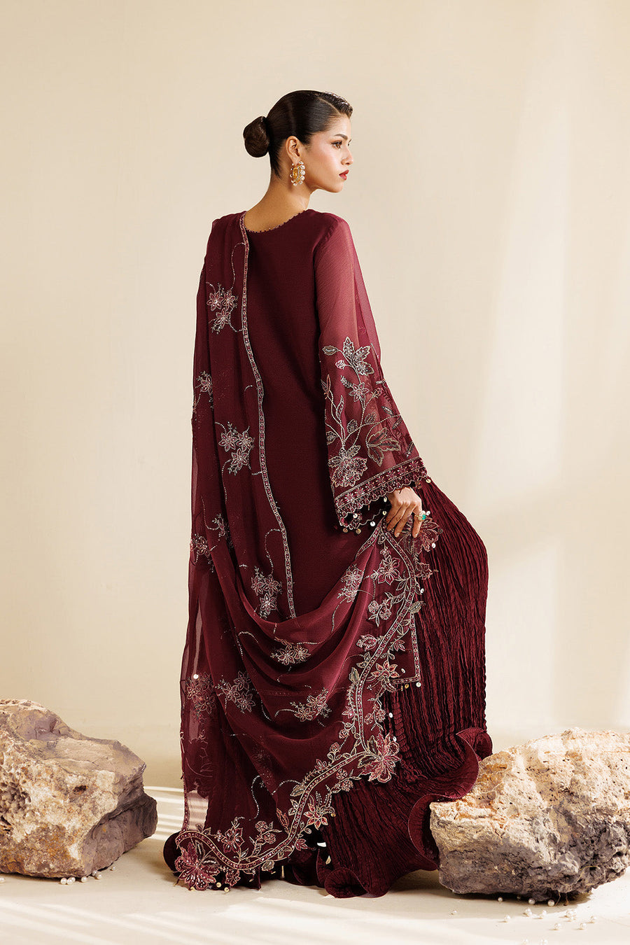 Starlight Embroidered Chiffon 3-Piece Formal Suit | 2290