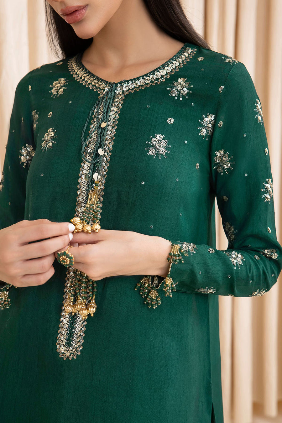 Embroidered Raw Silk 3-Piece Formal Suit with Organza Dupatta