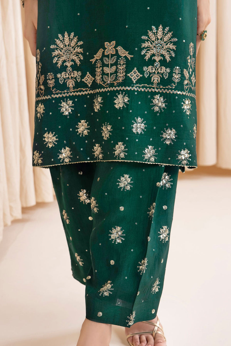 Embroidered Raw Silk 3-Piece Formal Suit with Organza Dupatta