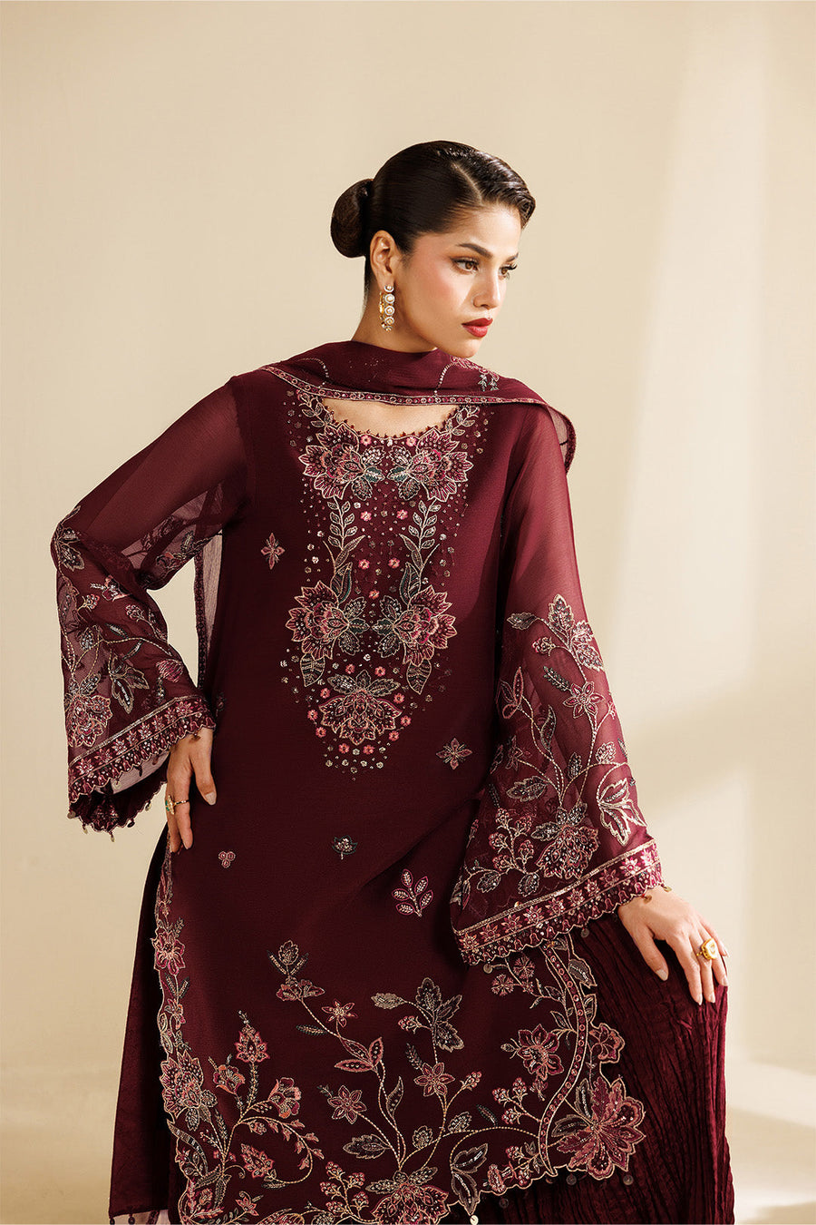 Starlight Embroidered Chiffon 3-Piece Formal Suit | 2290