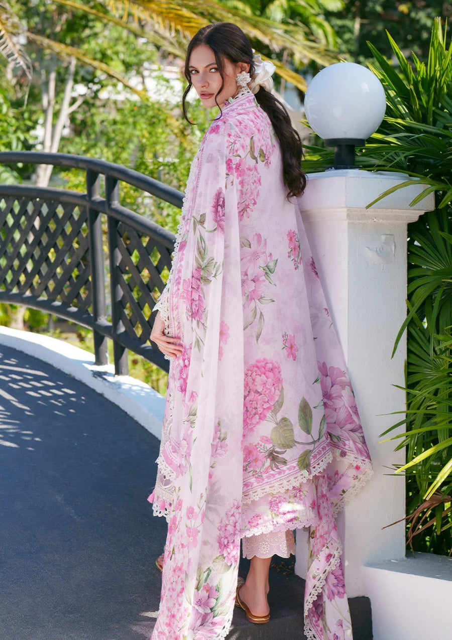 Rumi Pink Floral Printed Chikankari Lawn Suit with Chiffon Dupatta - Pehnaawaa