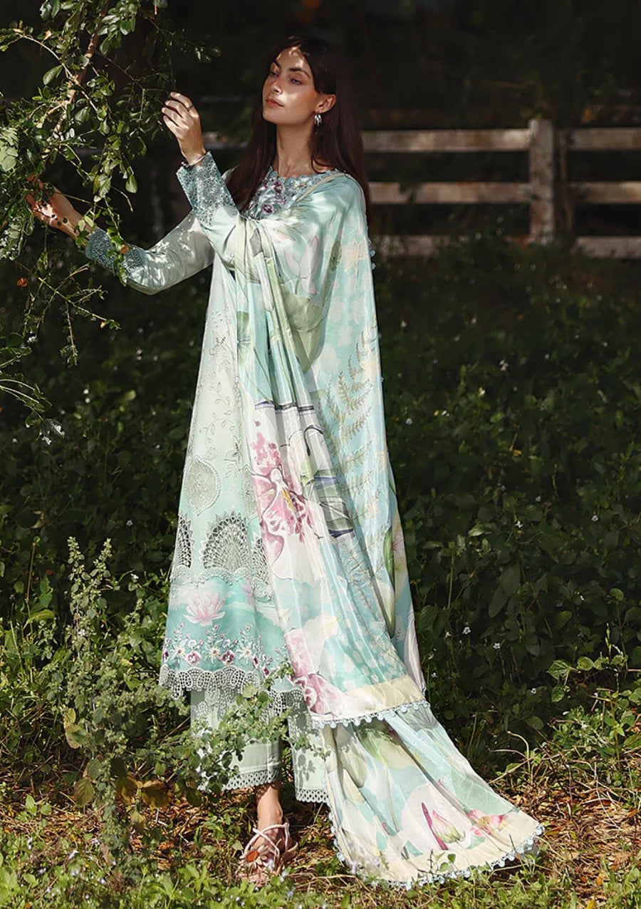 Jade Green Ombre Chikankari Lawn Suit with Silk Dupatta - Pehnaawaa