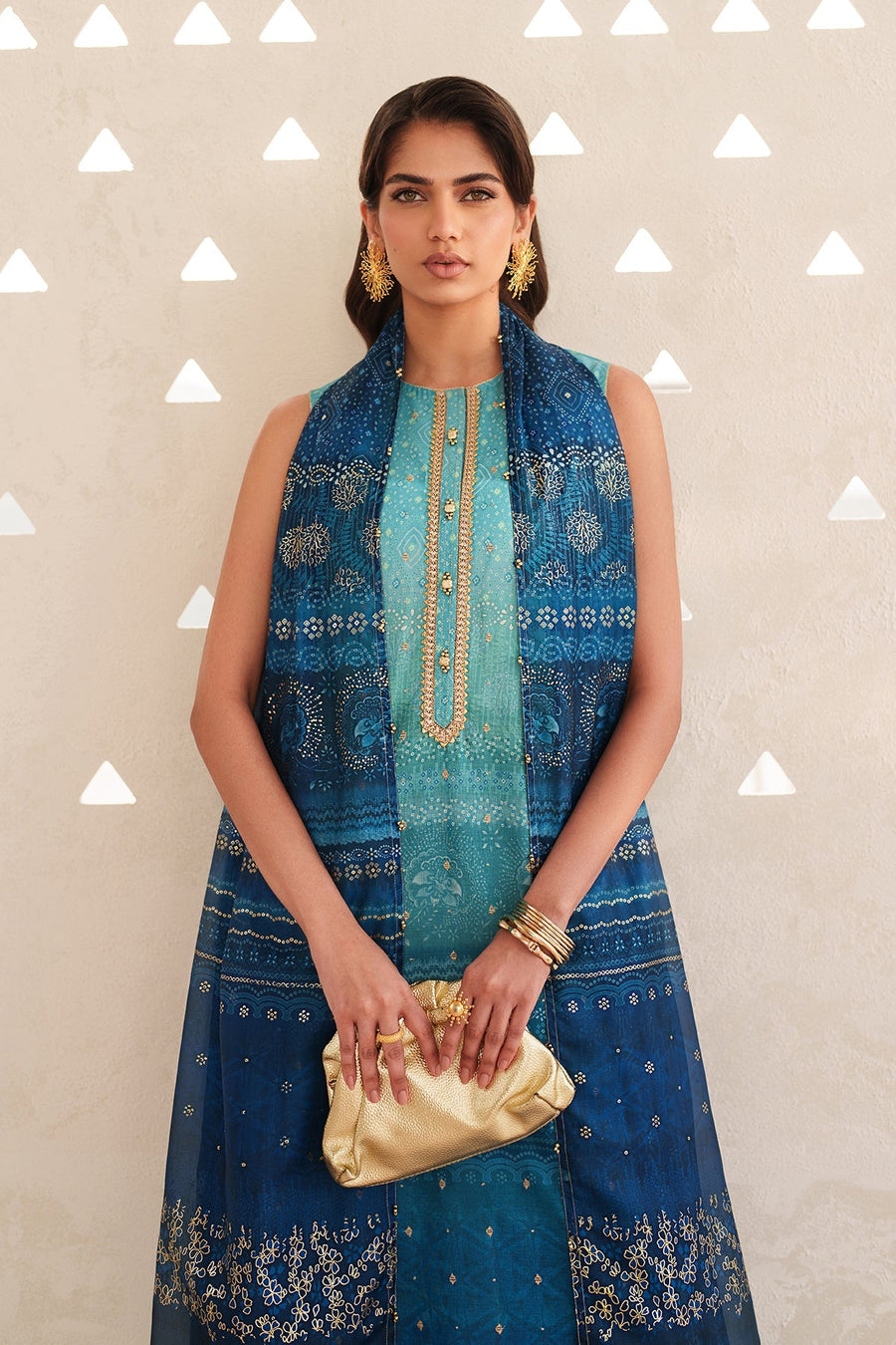 Embroidered Ombre Lawn Suit