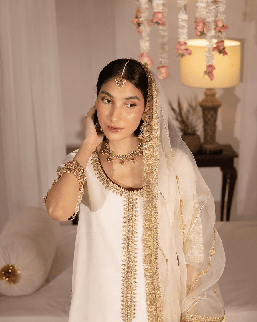 White Gold – Luxury Embroidered Suit for Women