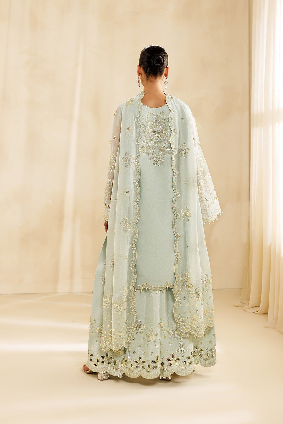 Vanilla Embroidered Chiffon 3-Piece Formal Suit | 2297