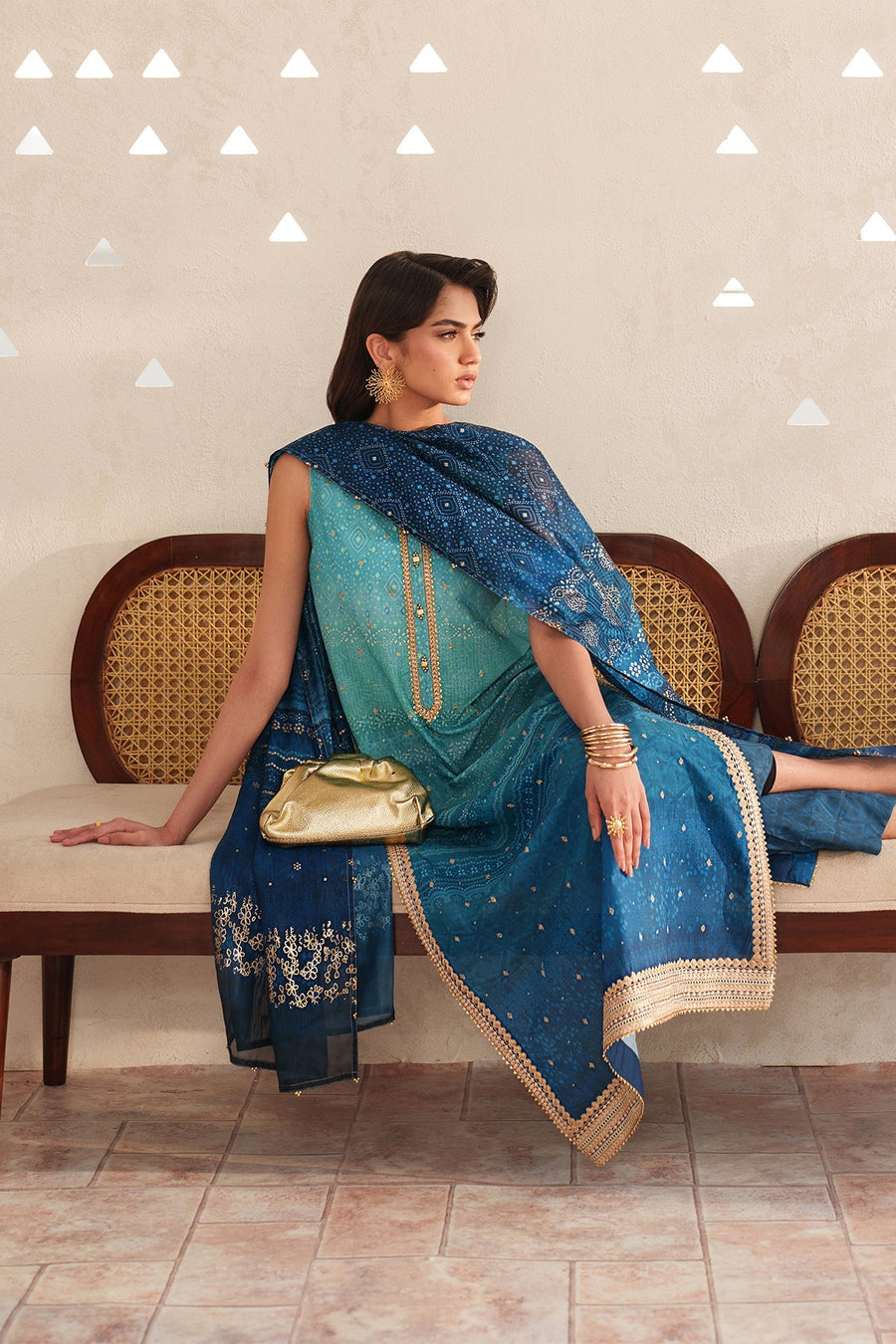 Embroidered Ombre Lawn Suit
