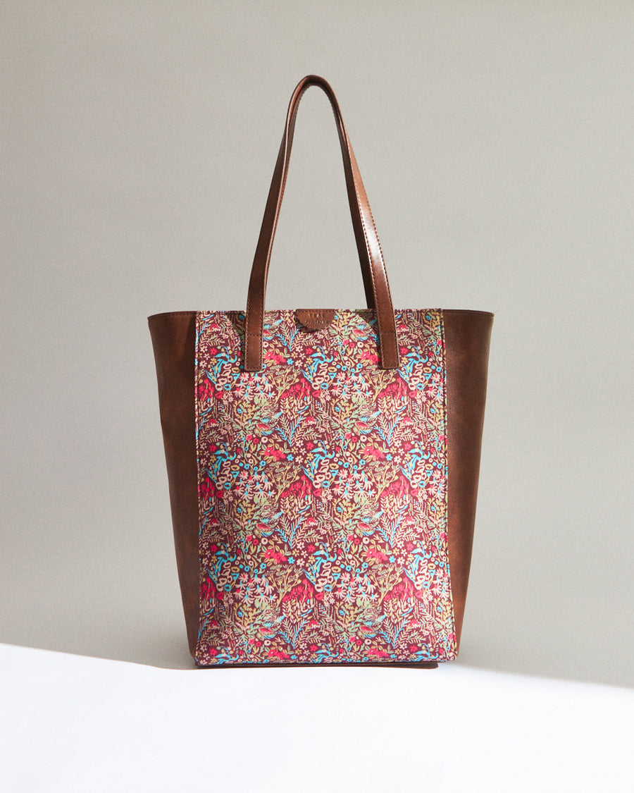 Floral Print Vegan Leather Tote