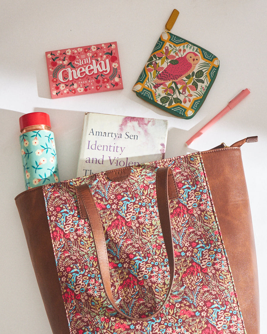 Floral Print Vegan Leather Tote