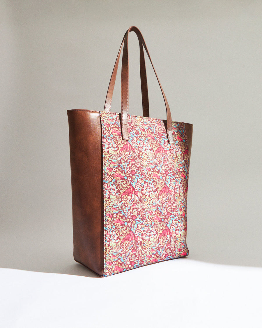 Floral Print Vegan Leather Tote