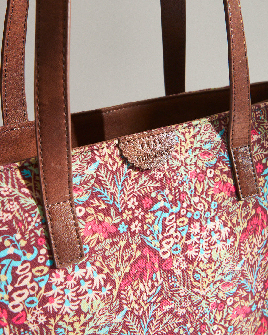 Floral Print Vegan Leather Tote