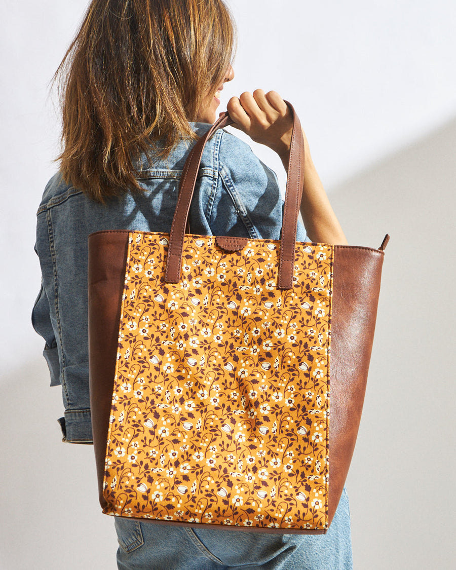 Floral Print Vegan Leather Tote