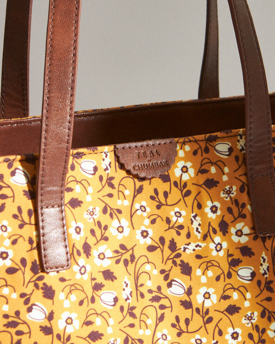 Floral Print Vegan Leather Tote