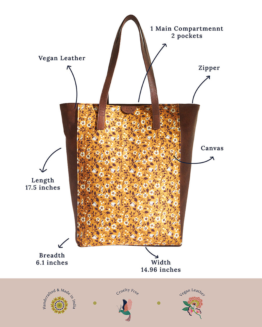 Floral Print Vegan Leather Tote