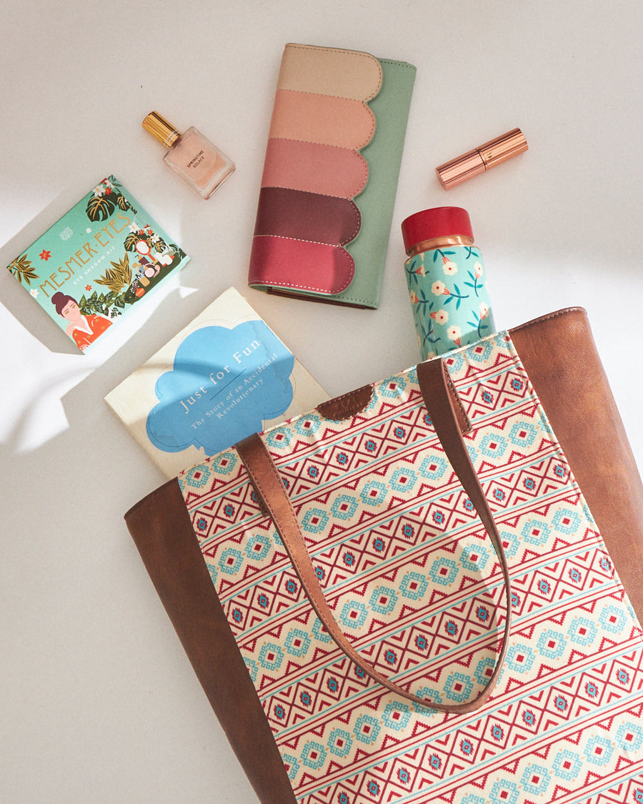 Floral Print Vegan Leather Tote