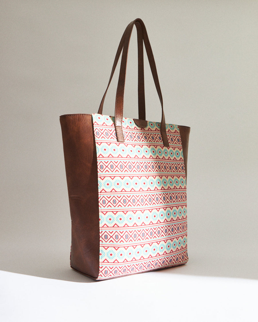 Floral Print Vegan Leather Tote