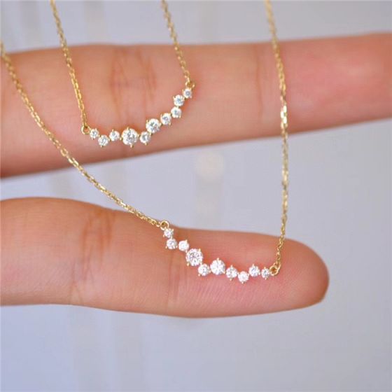 Fashion Shining CZ Smile 925 Sterling Silver Necklace