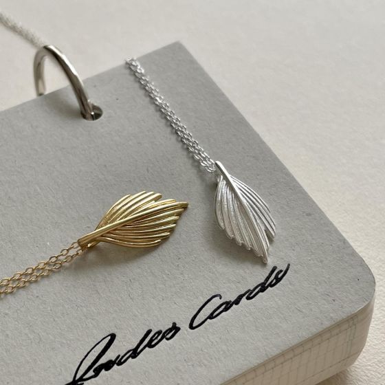Office Irregular Leaf Feather 925 Sterling Silver Necklace