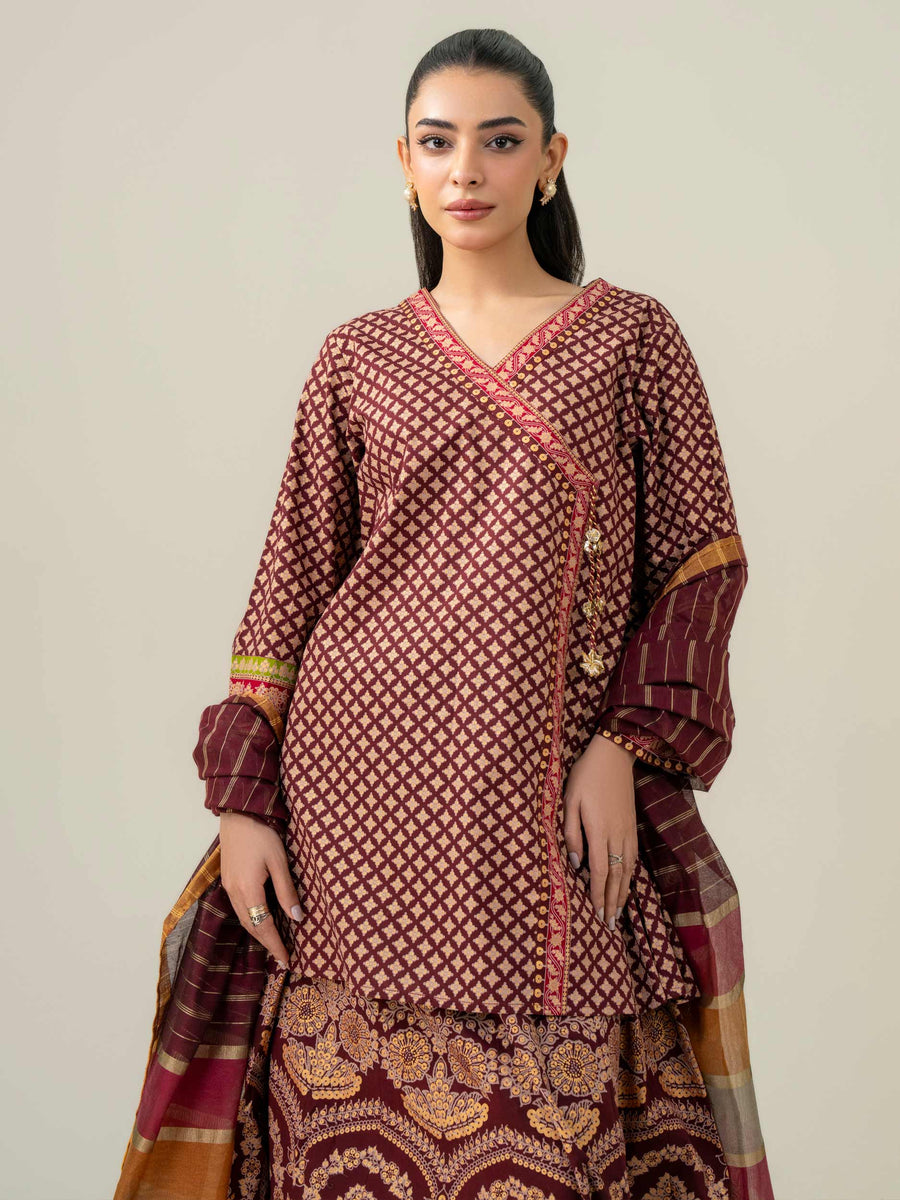 Paste-Print 3-Piece Lawn Suit (Pret) – Dusty Pink
