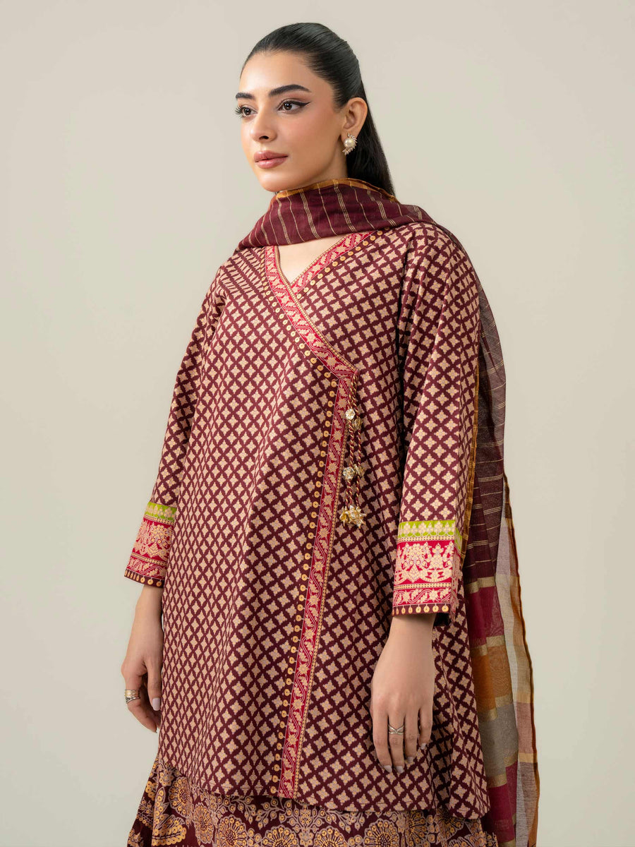 Paste-Print 3-Piece Lawn Suit (Pret) – Dusty Pink