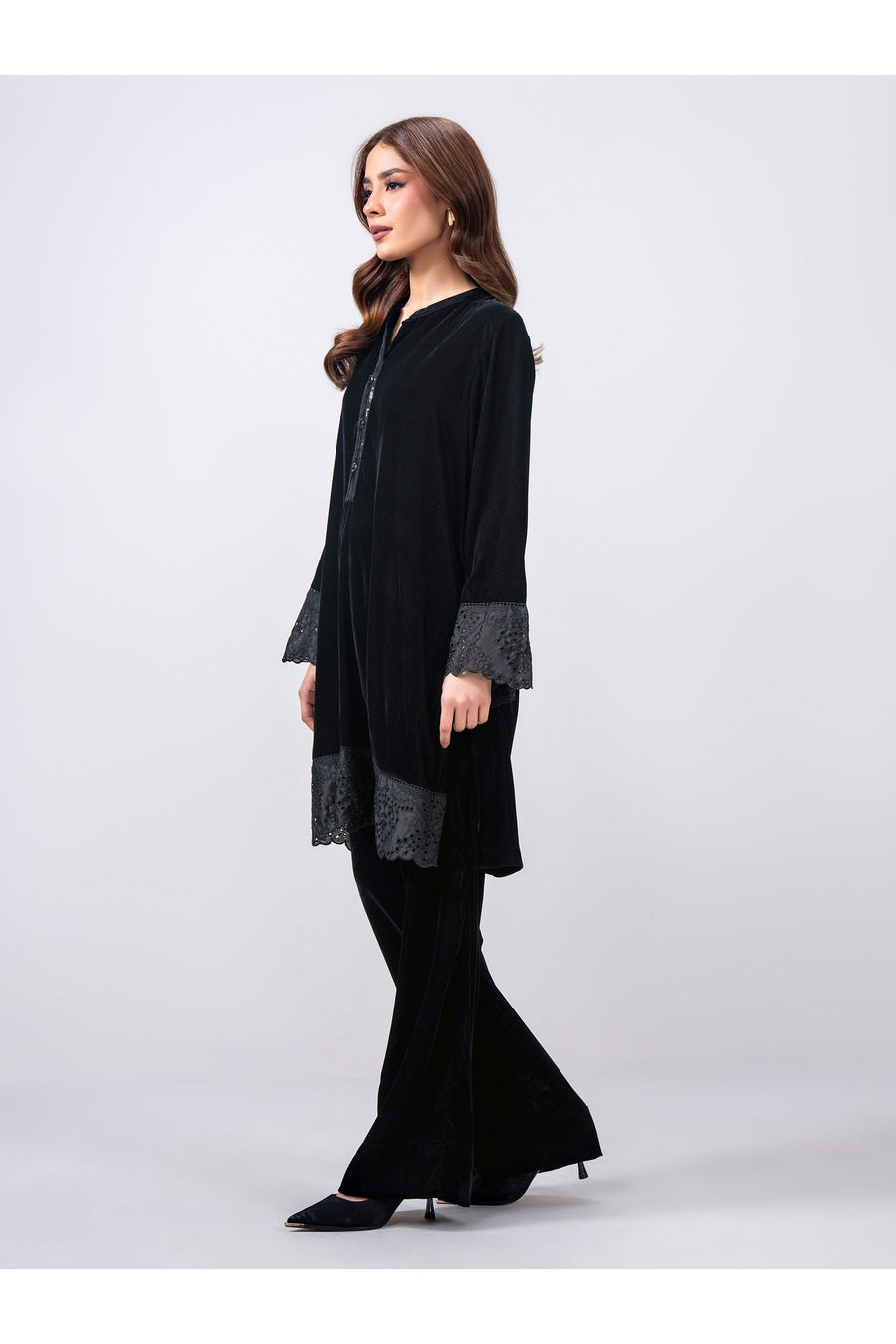Midnight Velvet 2-Piece Suit | Schiffli Silk Embroidery