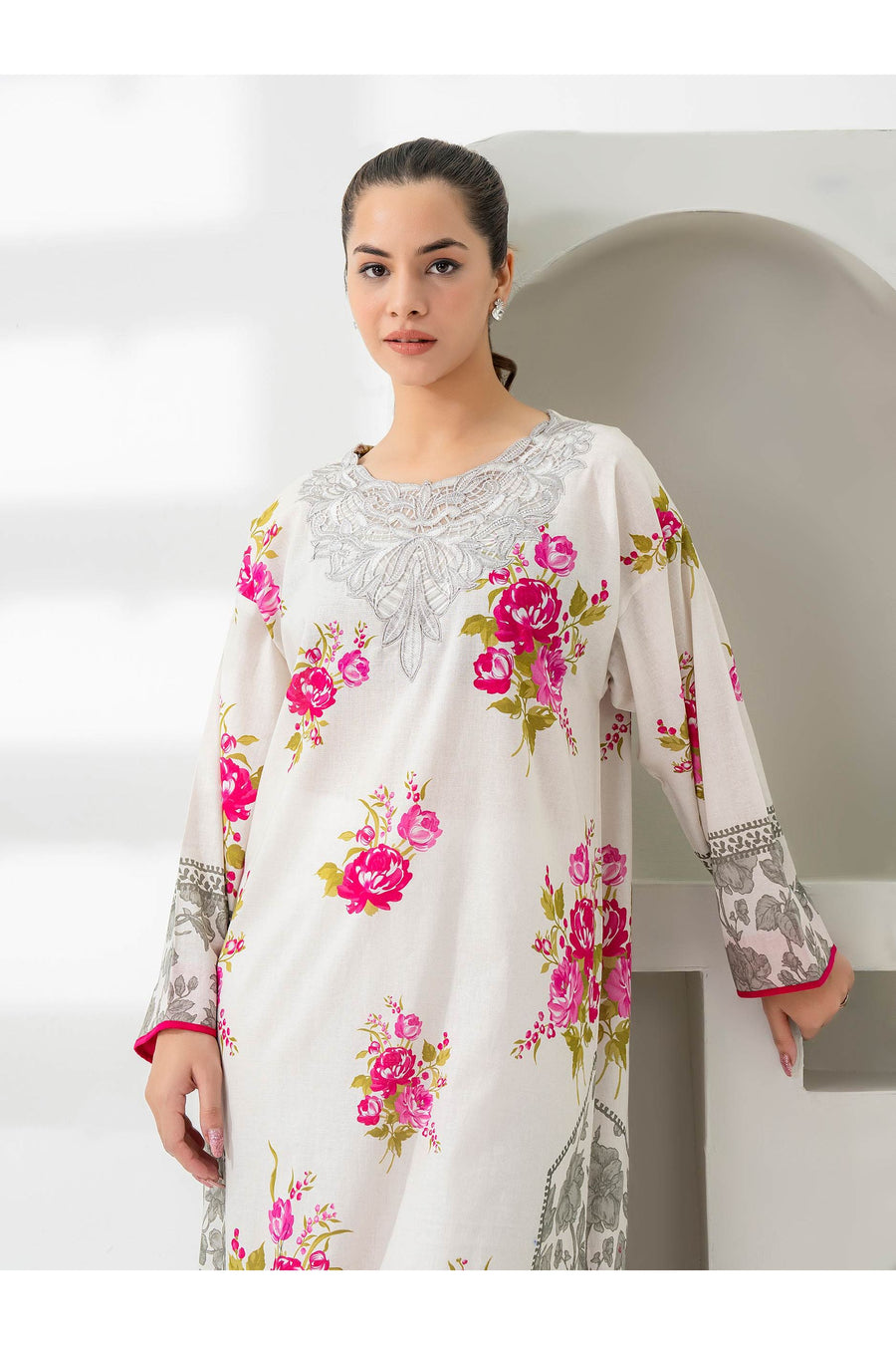 Embroidered Khaddar Shirt for Casual Style