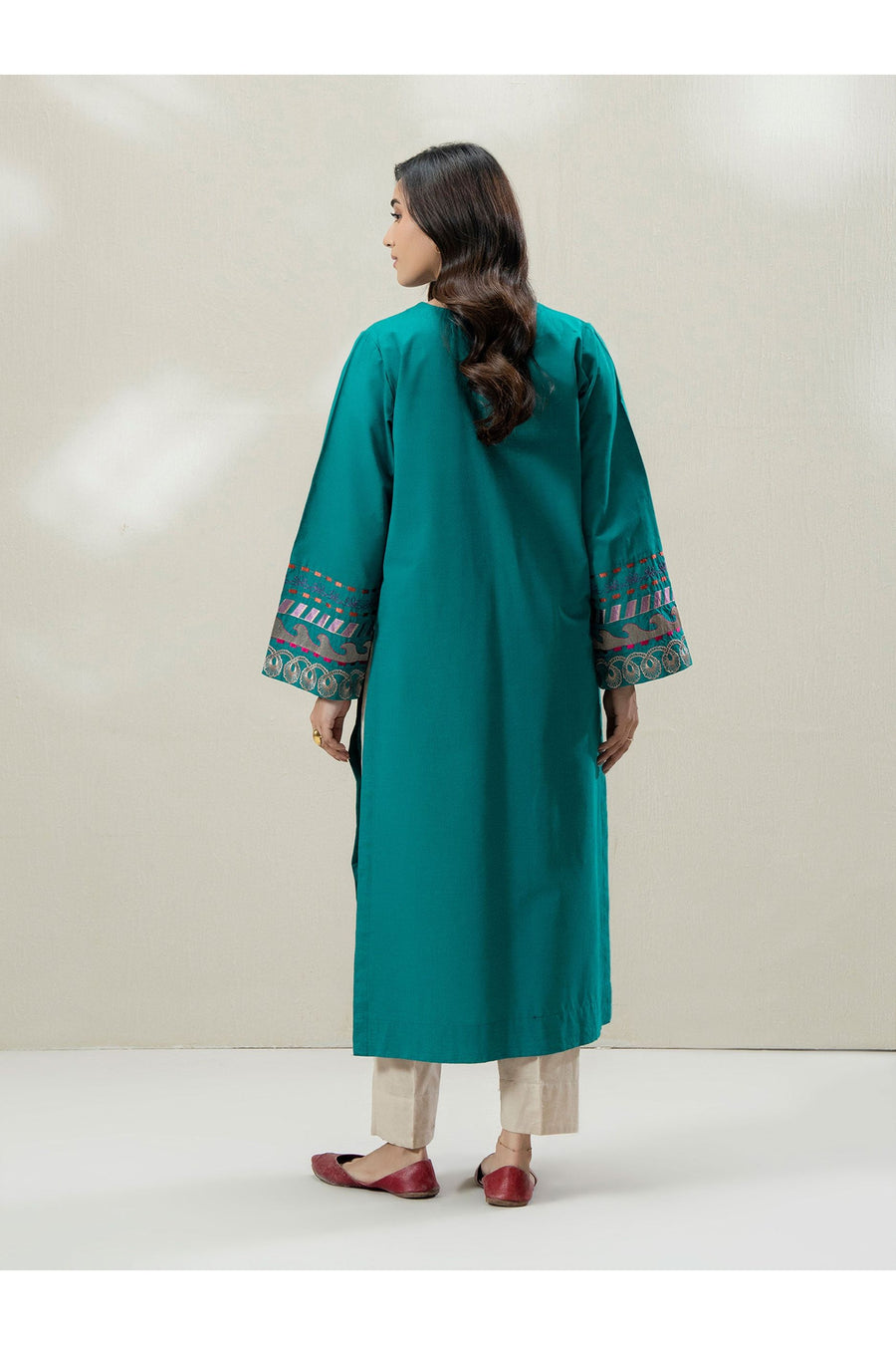 Teal Viscose 2-Piece Kurta | Resham Embroidery & Patchwork