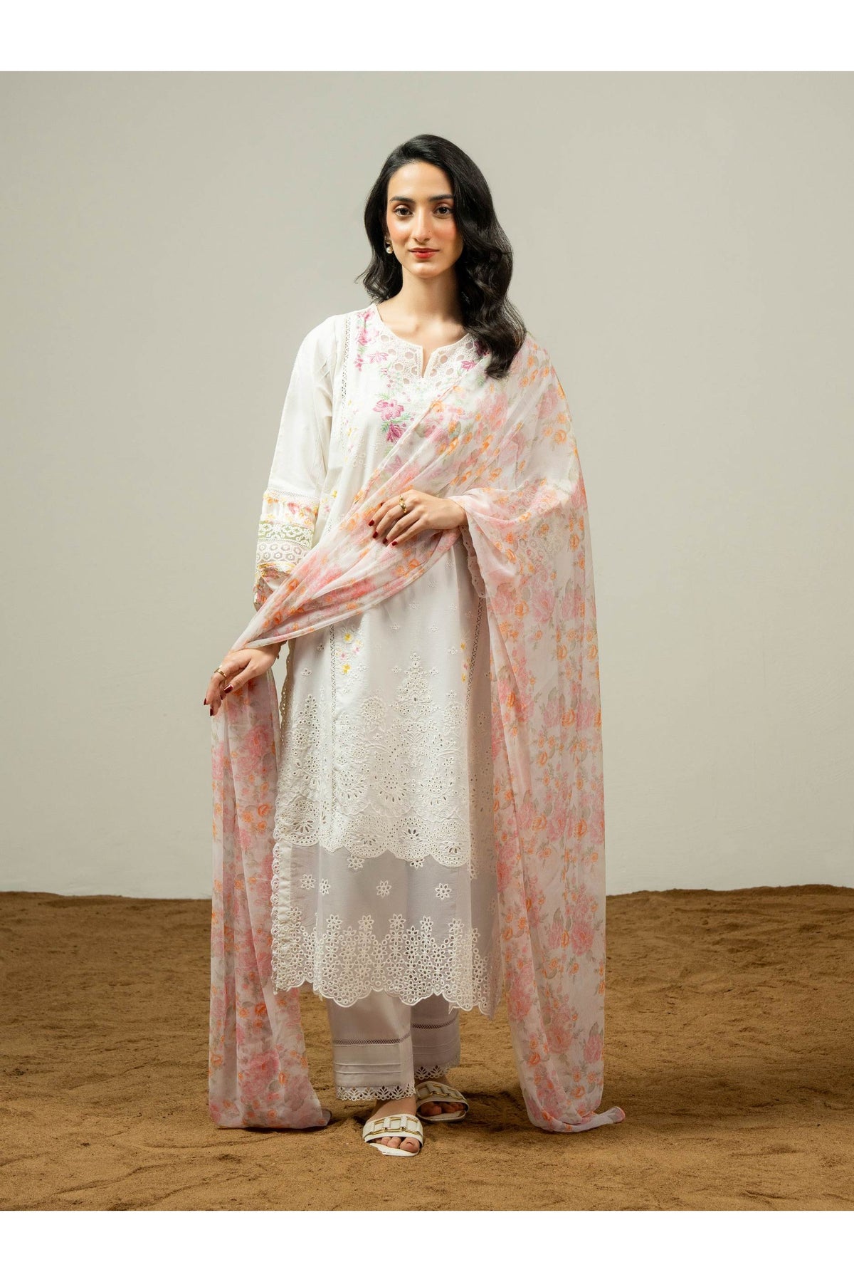 Embroidered 3-Piece Cambric Suit Set